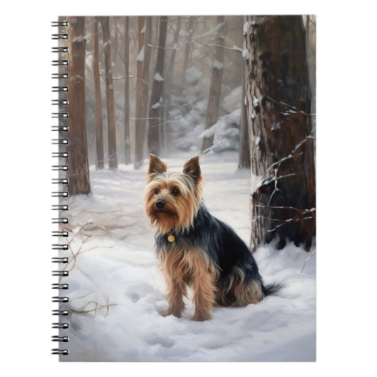 Silky Terrier Laat het sneeuwen Kerstmis Notitieboek (Voorkant)