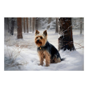 Silky Terrier Laat het sneeuwen Kerstmis Perfect Poster