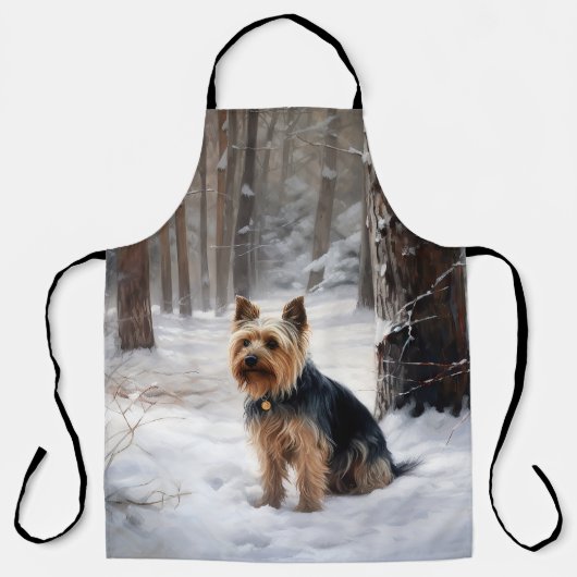 Silky Terrier Laat het sneeuwen Kerstmis Schort (Voorkant)