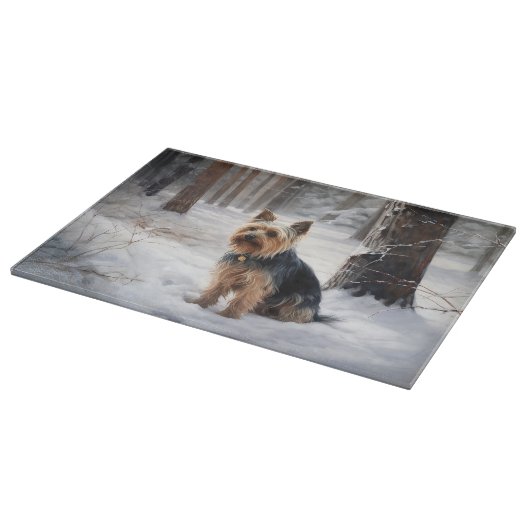 Silky Terrier Laat het sneeuwen Kerstmis Snijplank (Hoek)