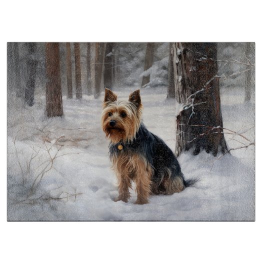 Silky Terrier Laat het sneeuwen Kerstmis Snijplank (Voorkant)