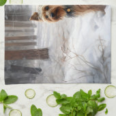 Silky Terrier Laat het sneeuwen Kerstmis Theedoek (Gevouwen)