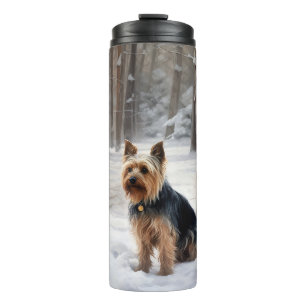 Silky Terrier Laat het sneeuwen Kerstmis Thermosbeker