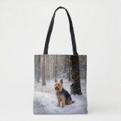 Silky Terrier Laat het sneeuwen Kerstmis Tote Bag (Voorkant)