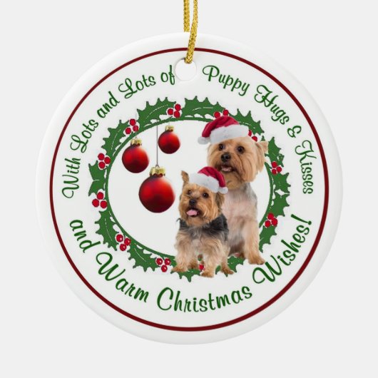 Silky Terrier met Kerstmis en Kisses Ornament (Voorkant)