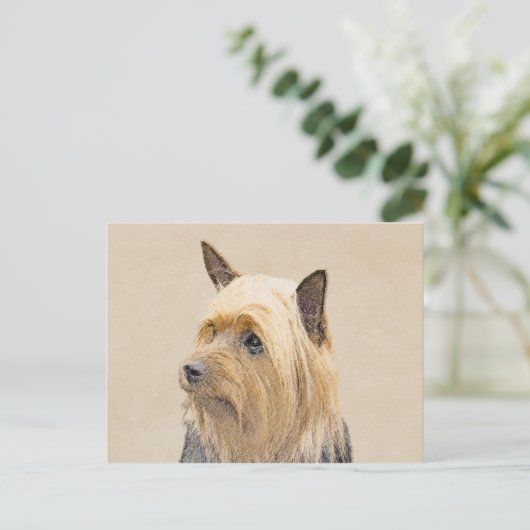 Silky Terrier Painting - Cute Original Dog Art Briefkaart (Staand voorkant)