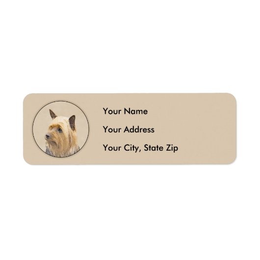 Silky Terrier Painting - Cute Original Dog Art Etiket (Voorkant)