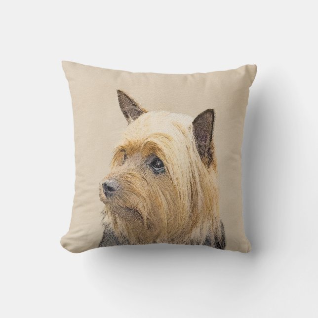 Silky Terrier Painting - Cute Original Dog Art Kussen (Voorkant)