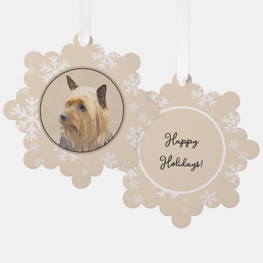 Silky Terrier Painting - Cute Original Dog Art Ornament Kaart (Voorkant / Achterkant)