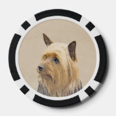 Silky Terrier Painting - Cute Original Dog Art Poker Chips (Achterkant)