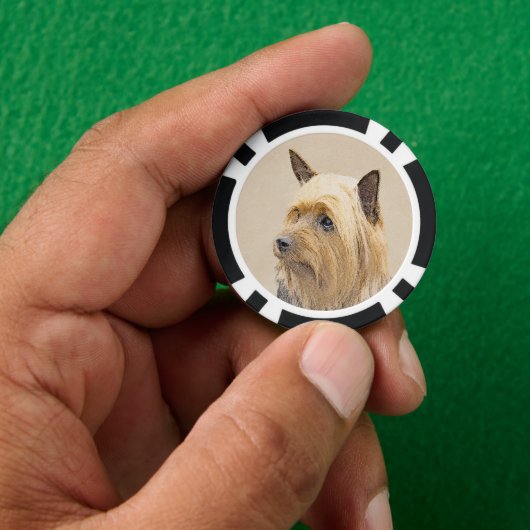 Silky Terrier Painting - Cute Original Dog Art Poker Chips (Hand)