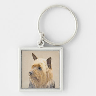 Silky Terrier Painting - Cute Original Dog Art Sleutelhanger