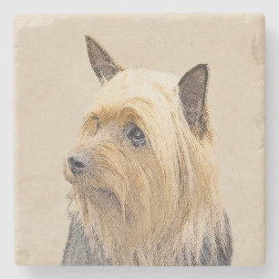 Silky Terrier Painting - Cute Original Dog Art Stenen Onderzetter