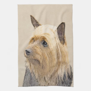 Silky Terrier Painting - Cute Original Dog Art Theedoek