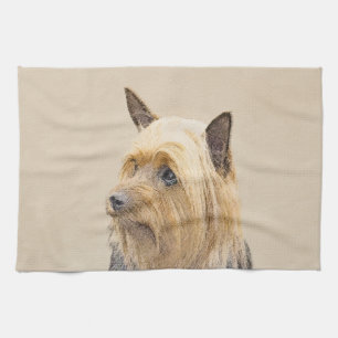 Silky Terrier Painting - Cute Original Dog Art Theedoek