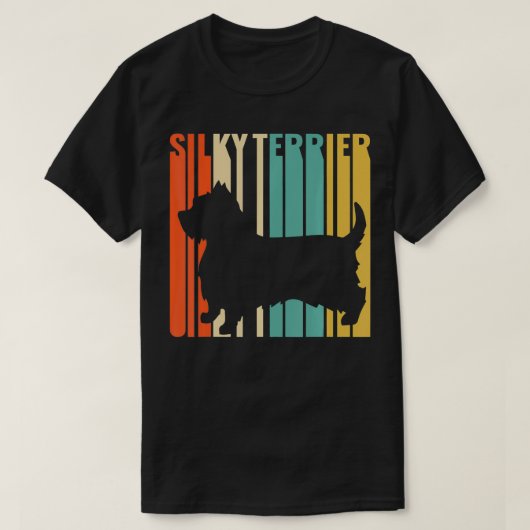 Silky Terrier Retro 1970's Dog Silhouette Silky Te T-shirt (Design voorkant)