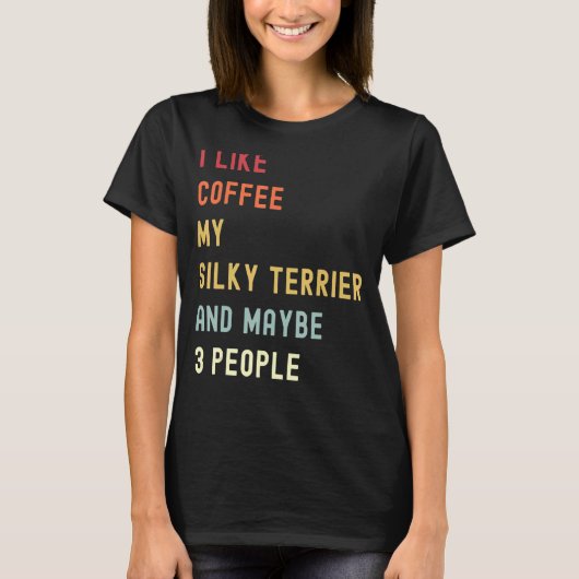 Silky Terrier Retro Dog en Coffee T-shirt (Voorkant)