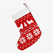 Silky Terrier Silhouettes Dogs Holiday Red Kleine Kerstsok (Achterkant (Hangend))