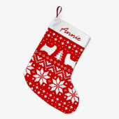 Silky Terrier Silhouettes Dogs Holiday Red Kleine Kerstsok (Voorkant (Hangend))