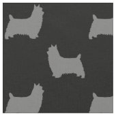 Silky Terrier Silhouettes Grey en Black Patterned Stof (Close Up)