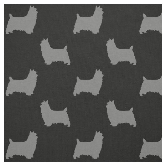 Silky Terrier Silhouettes Grey en Black Patterned Stof (Swatch)
