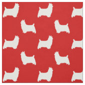 Silky Terrier Silhouettes Red en White Patterned Stof (Swatch)