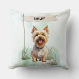 Silky Terrier Watercolor Personalized Dog Kussen