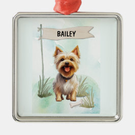 Silky Terrier Watercolor Personalized Dog Metalen Ornament