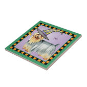 Silky Terrier Witch Tegeltje (Zijkant)