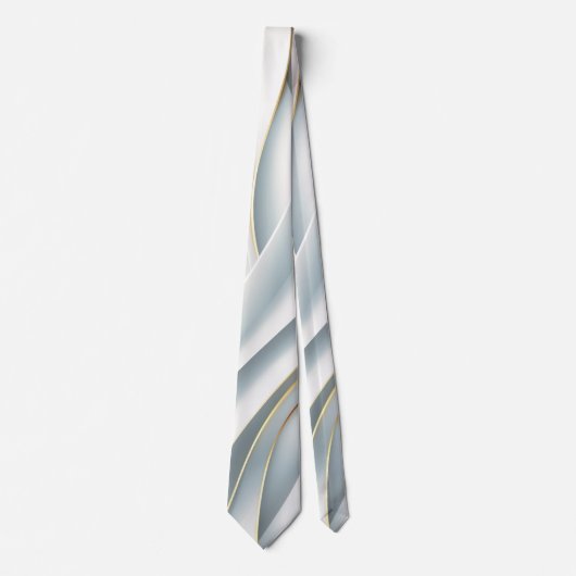 Silky White and Gold Elegant Classic Men’s Necktie Stropdas (Voorkant)