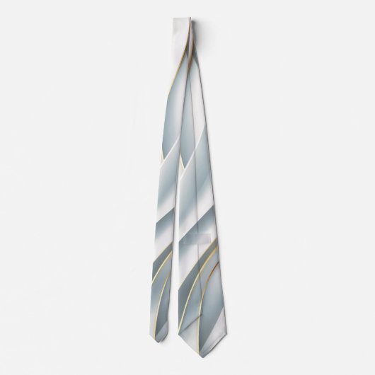 Silky White and Gold Elegant Classic Men’s Necktie Stropdas (Achterkant)