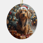 Silky Wire Haired Teckel Kerstmis Keramisch Ornament (Links)