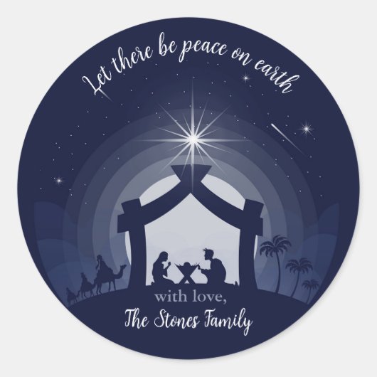 Sillhouette kerstfeest Heilige Familie Ronde Sticker (Voorkant)