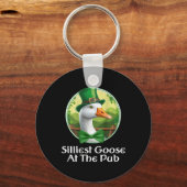 Silliest Goose bij de pub St Patricks Day Funny Go Sleutelhanger (Voorkant)