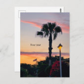 Sillouettes van Palm en Vlag bij zonsondergang Briefkaart (Voorkant / Achterkant)