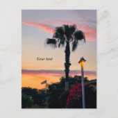 Sillouettes van Palm en Vlag bij zonsondergang Briefkaart (Voorkant)
