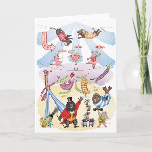 Silly animal circus blank card kaart (Voorkant)