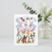 Silly animal circus postcard briefkaart (Staand voorkant)