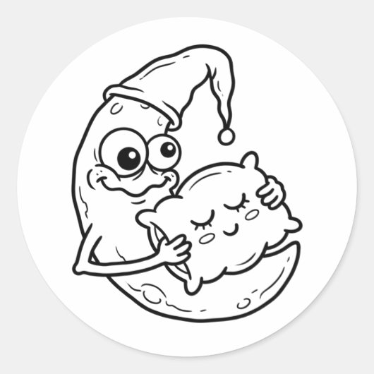 Silly Cartoon Moon With Pillow Sticker (Voorkant)