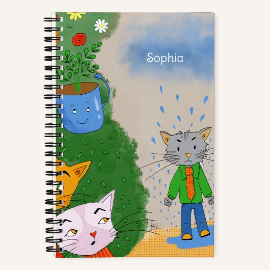 Silly Cat Personalized Spiral Notebook Notitieboek (Voorkant)