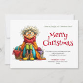 Silly Christmas Woman Custom Downloadable Card Feestdagenkaart (Voorkant)