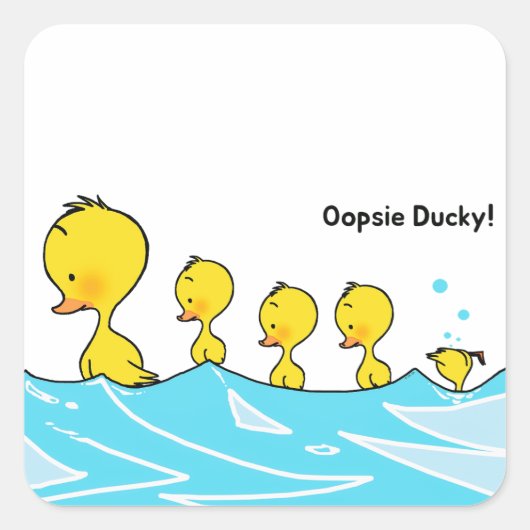 Silly Duckling Makes a Splash Vierkante Sticker (Voorkant)