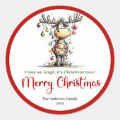 Silly funny deer sticker cartoon holiday artwork (Voorkant)