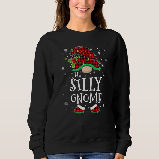 Silly Gnome Red Plaid Matching Family Christmas Pa Trui (Voorkant)