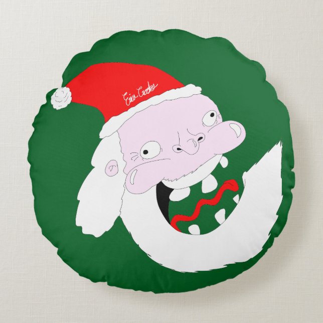 Silly goofy Santa Claus cartoon face  Rond Kussen (Voorkant)