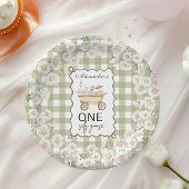 Silly Goose 1st Birthday Green Gingham Papieren Bordje