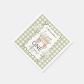 Silly Goose 1st Birthday Green Gingham Servet (Hoek)