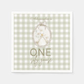 Silly Goose 1st Birthday Green Gingham Servet (Voorkant)