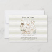 Silly Goose 1st Birthday Green Stripes  Bedankkaart (Voorkant)