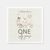 Silly Goose 1st Birthday Green Stripes  Servet (Voorkant)